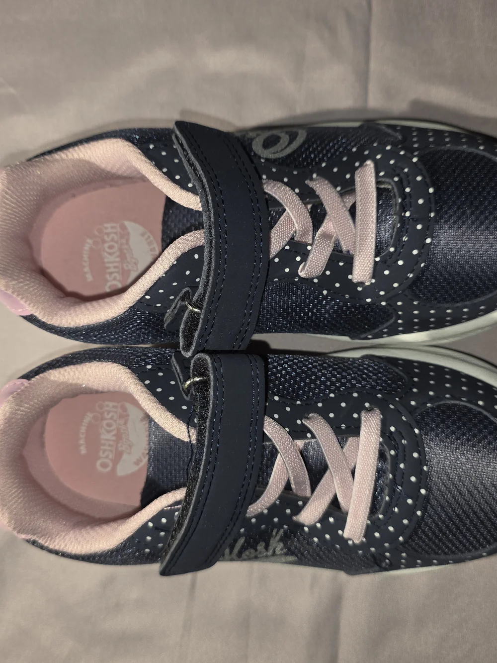 OshKosh B'gosh Girls Navy and Pink Polka Dot Kids Sneakers